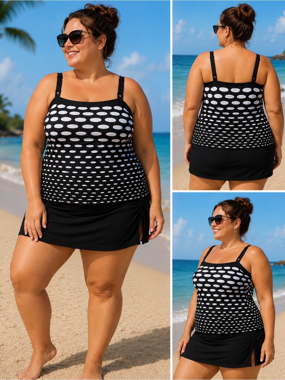 Black & White Polka Dot Swim Cami Top